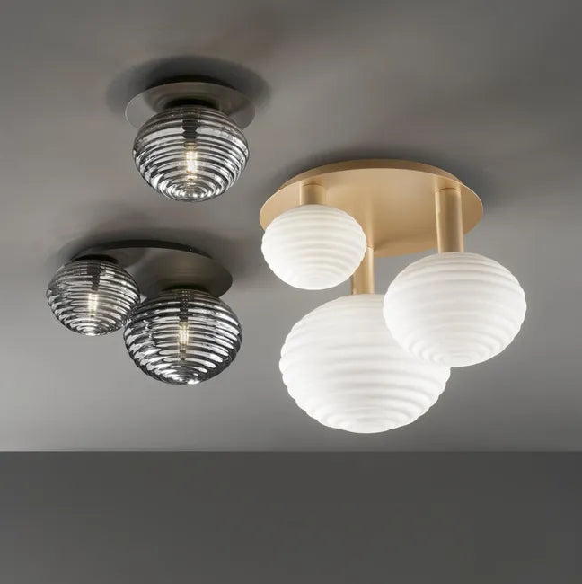 BLACK RIPPLE CEILING LAMP 3XE27 53.5X39X48CM 