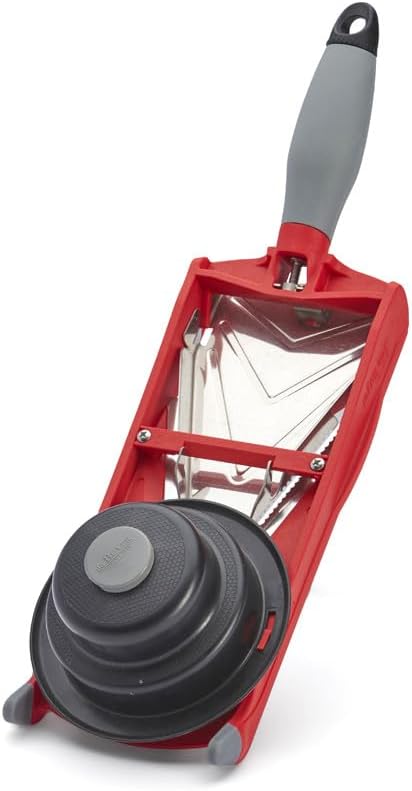 De Buyer - Cortadora de verduras de acero inoxidable y protector - CUCHILLAS HORIZONTALES - Rojo
