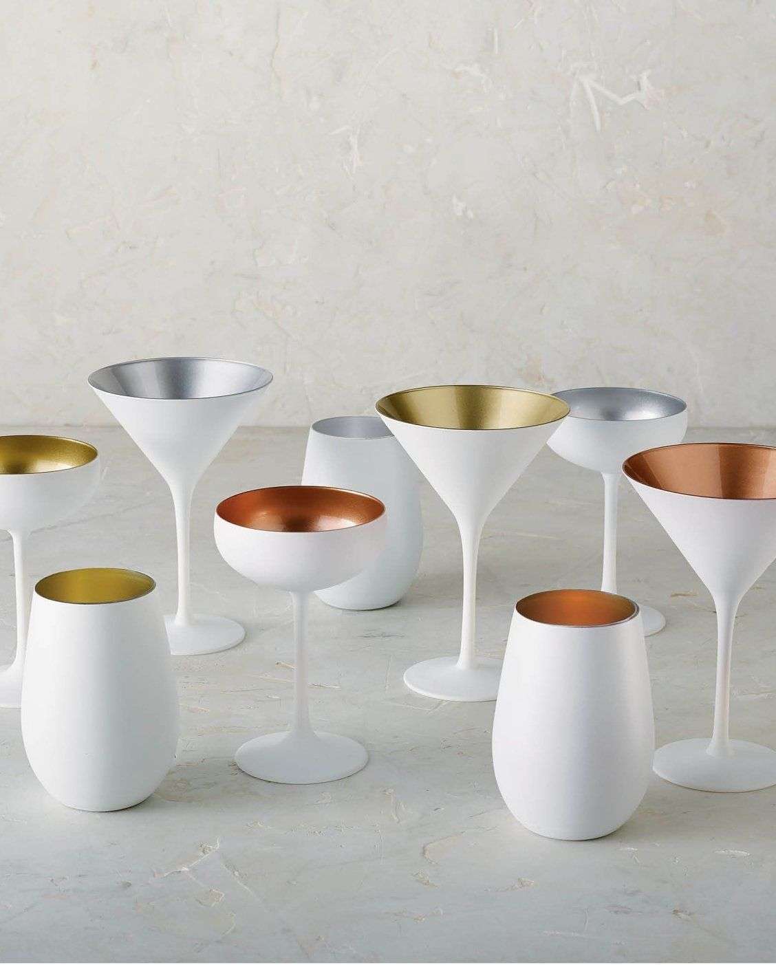 STOLZLE – OLYMPIC COCKTAIL APERITIF GLASS - SET OF 6 - White/Silver