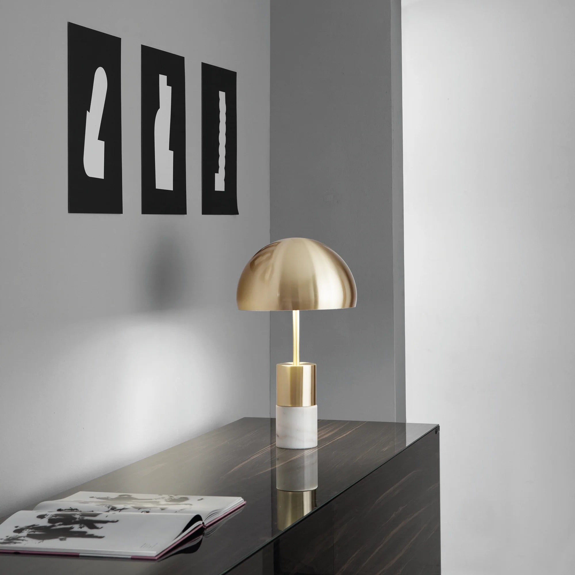 LAMPARA DE MESA IGEA ORO CON MÁRMOL 2XE14 30X30X51,5CM