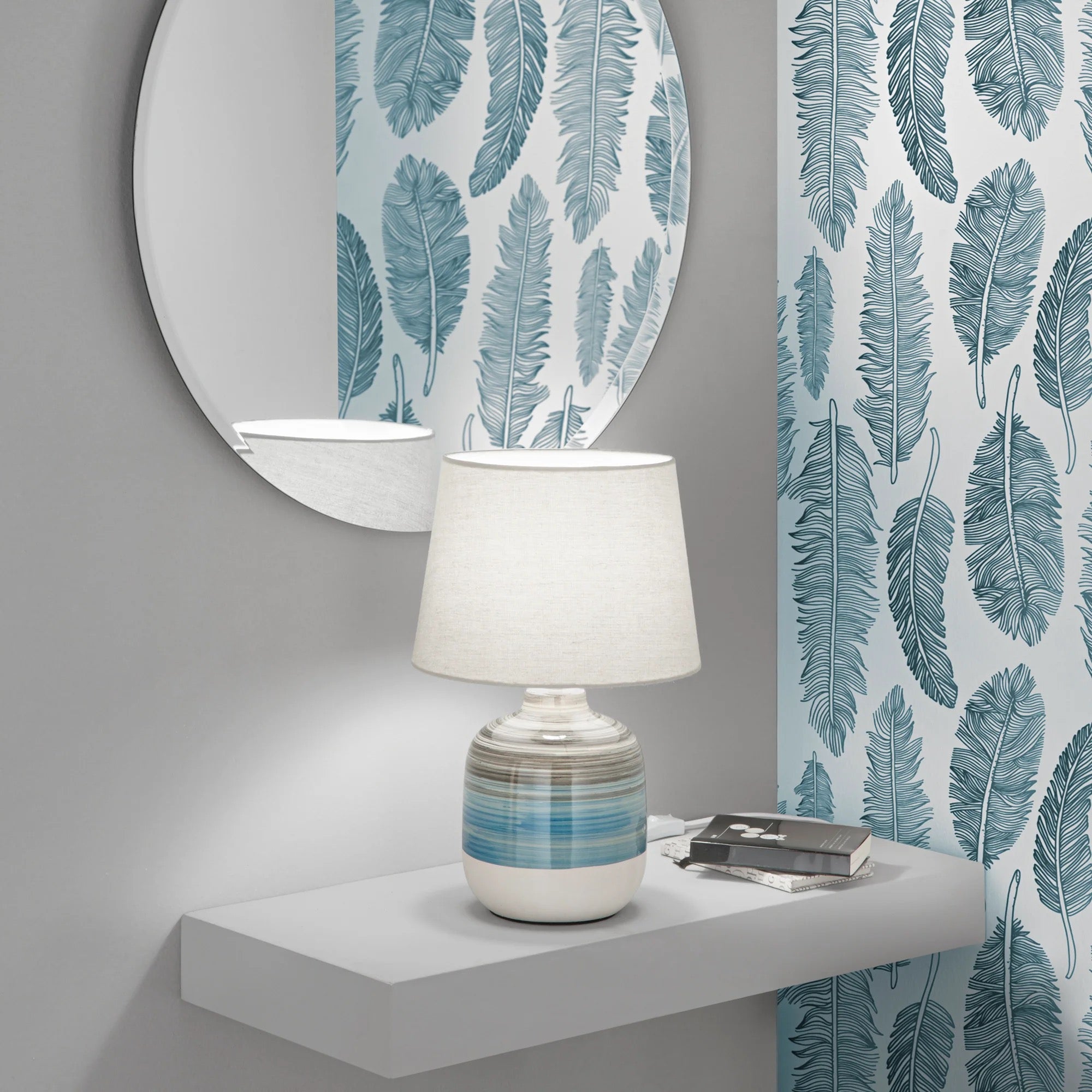 APACHE GRIS CLARO/AZUL 1XE27 25X25X39CM