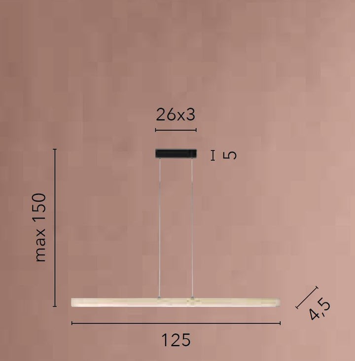 SOSPENSIONE LED JOSEPH LEGNO 22W 2750LM CCT 125X4,5X150CM