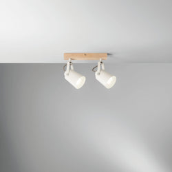 APLIQUE DE PARED EDA BLANCO/MADERA 2XE14 26,7X6X16,7CM