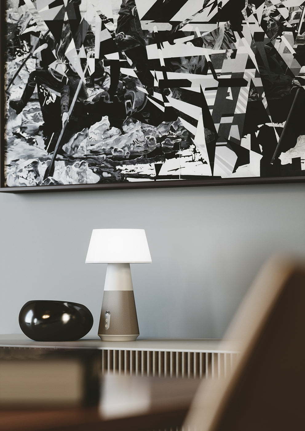 LAMPARA LED RECARGABLE DECIBEL GREY I4.5W 300LM CCT REGULABLE CON ALTAVOZ BLUETOOTH 17X17X29CM 