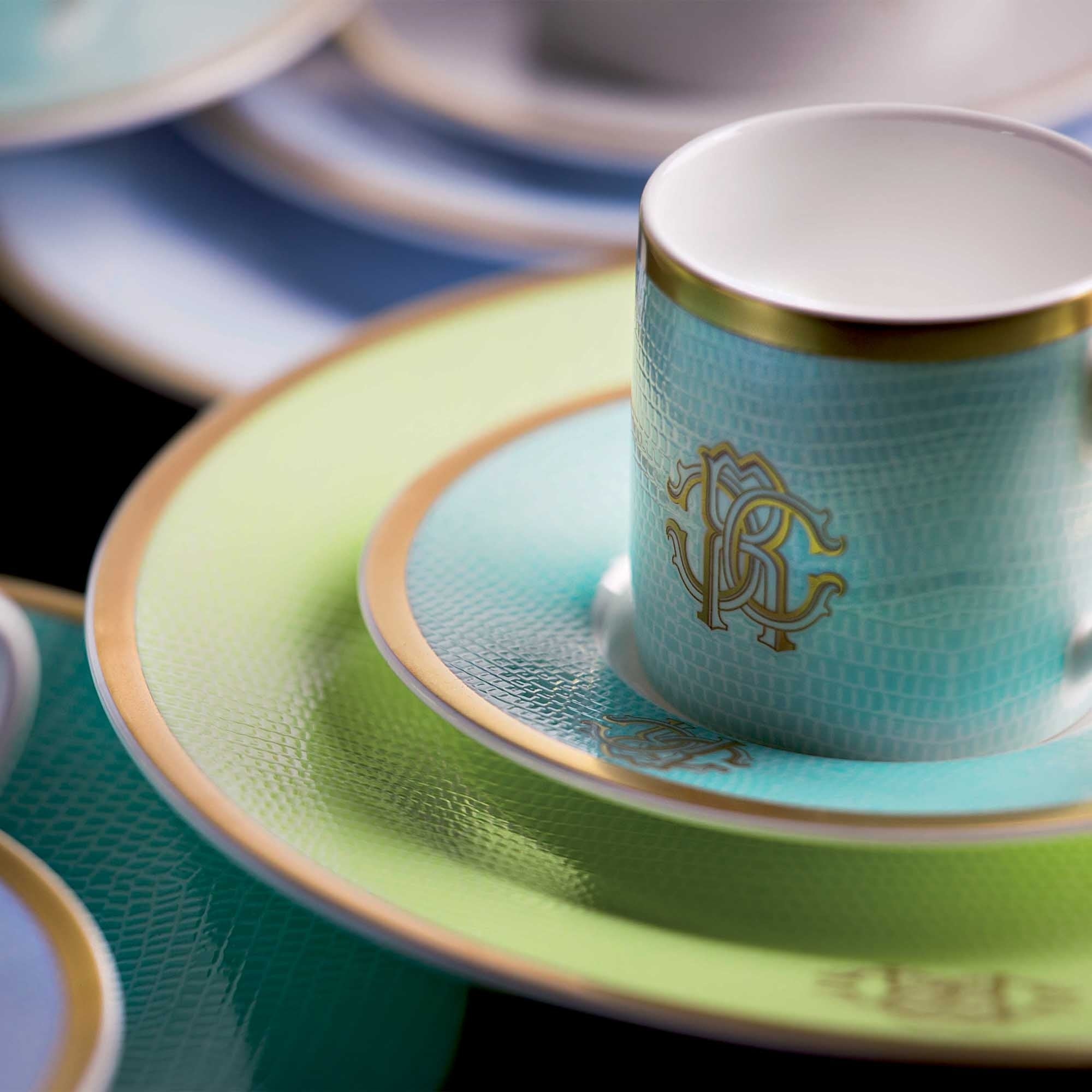 ROBERTO CAVALLI - TAZA DE CAFÉ Y PLATO - FORMA CILÍNDRICA - 0,1 - JUEGO DE 6 UDS
