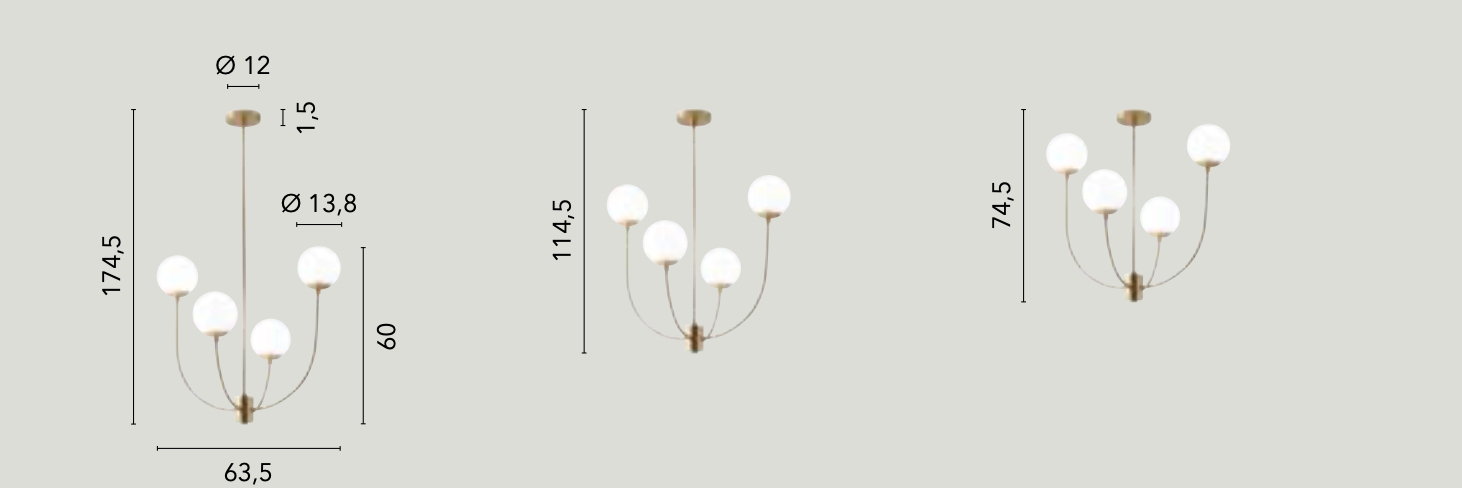 SOSPENSIONE THEMYS ORO 4XE14 63,5X174,5CM