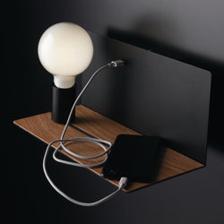 APPLIQUE FLASH NERA CON MENSOLA E USB 2A USB 1XE27 33X18X15CM