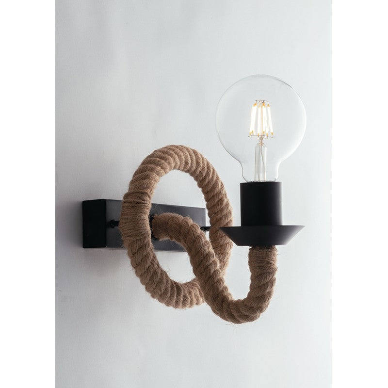 APLIQUE PARED CUERDA NEGRA 1XE27 16,7X8,7X12,9CM 
