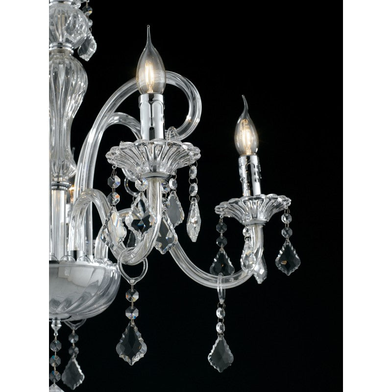 CLEAR CRYSTAL CHANDELIER 5XE14 66X135CM 