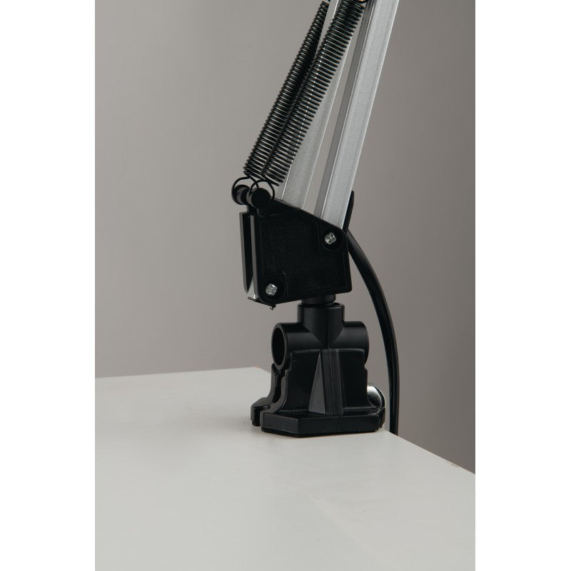 LÁMPARA DE LECTURA ARQUITECTO PLATA CON BASE DE SOPORTE/FIJACIÓN DE MESA 1XE27 42X15X60CM 