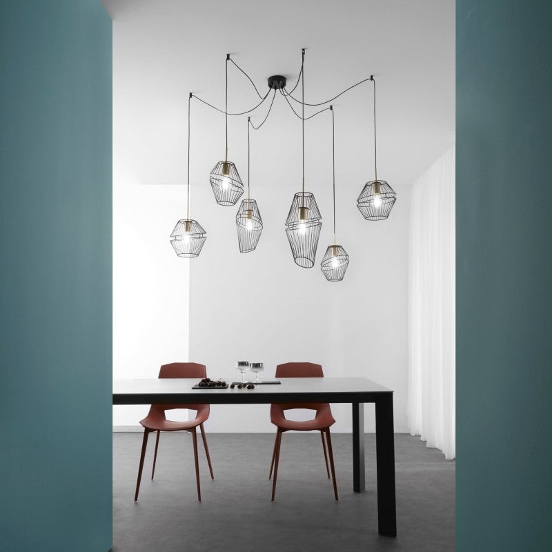 KIKO BLACK/GOLD SUSPENSION 6XE27 65X250CM 