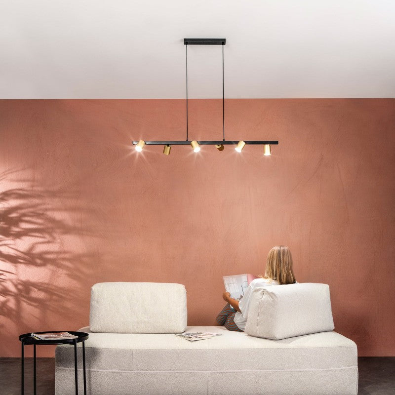 NIZZA BLACK/GOLD SUSPENSION 6XGU10 110X15X150CM 