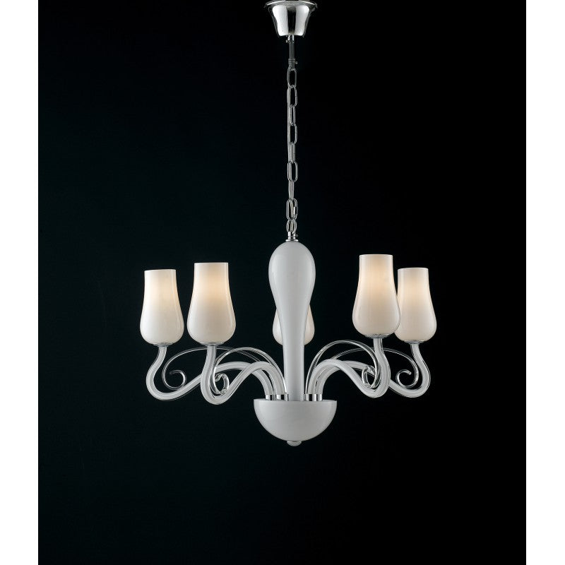 ANGEL CHANDELIER WHITE/CHROME 5XE14 64X120CM 