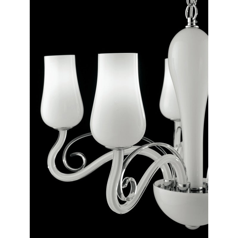 ANGEL CHANDELIER WHITE/CHROME 5XE14 64X120CM 