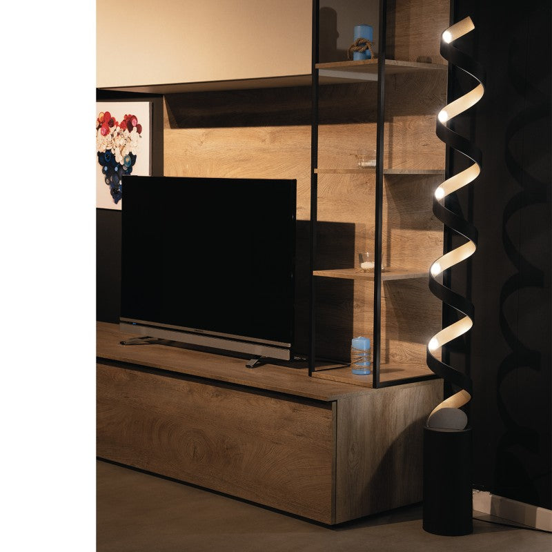 LAMPARA DE PIE LED HELIX NEGRA Y DORADA 30W 1700LM 3000K 14.5X14.5X152CM