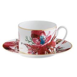 ROBERTO CAVALLI - TEA CUPS W/P FLOWERS - POLYNESIA+HAWAII / TEA CUP ** - SET 2 PCS