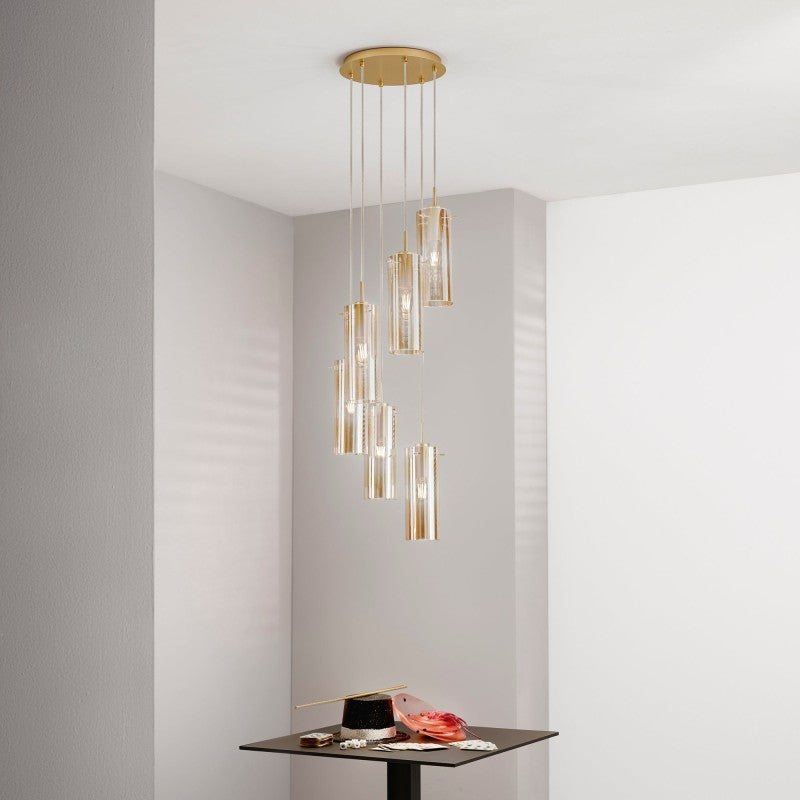 MAGIC GOLD/AMBER SUSPENSION 6XE27 35X35X150CM 