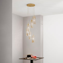MAGIC GOLD/AMBER SUSPENSION 6XE27 35X35X150CM 